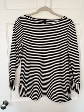 Talbots Petites Black & White Striped Top – Size LP